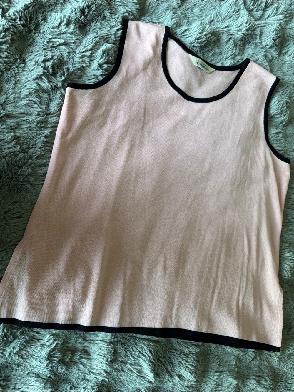 Misook Classic Silky Knit Lightweight Scoop Neck Wide Strap Tank Top.